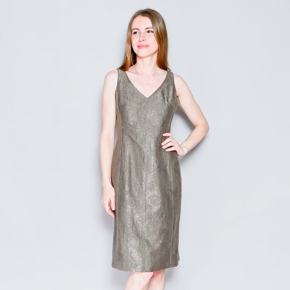 300. PIAZZA SEMPIONE Sleeveless Jacquard Sheath Dress Sz 6 28"W 17" P2p - Picture 1 of 6